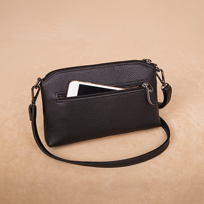 Women’s Genuine Leather Crossbody Bag – Trendy Shoulder Purse with Removable Strap & Zipper Closure