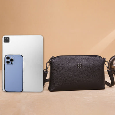 Women’s Genuine Leather Crossbody Bag – Trendy Shoulder Purse with Removable Strap & Zipper Closure