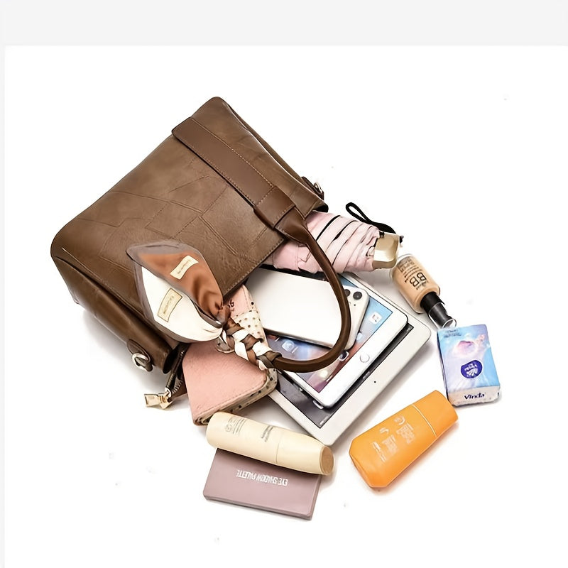 Women’s Genuine Full-Grain Leather Crossbody Bag – Multi-Compartment Handbag with Wrist Strap