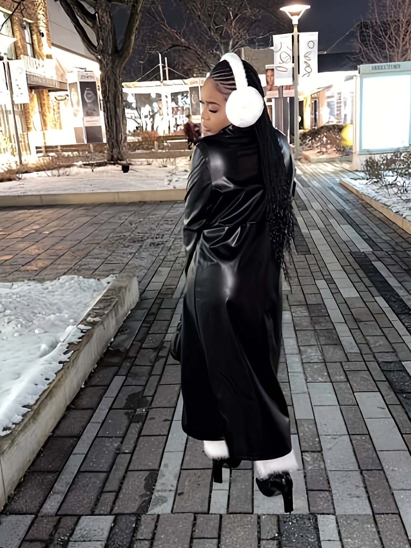 Women’s Genuine Leather Long Trench Coat – Classic Solid Color, Elegant Autumn Wear