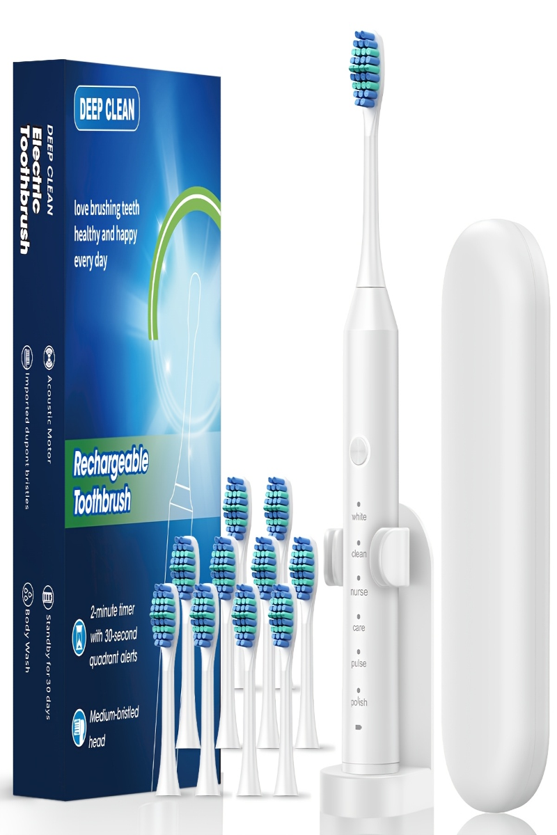 Smart Electric Toothbrush for Adults – 6 Cleaning Modes, USB Rechargeable, Soft Bristles, Automatic Operation | Deep Clean, Whitening, Gum Care