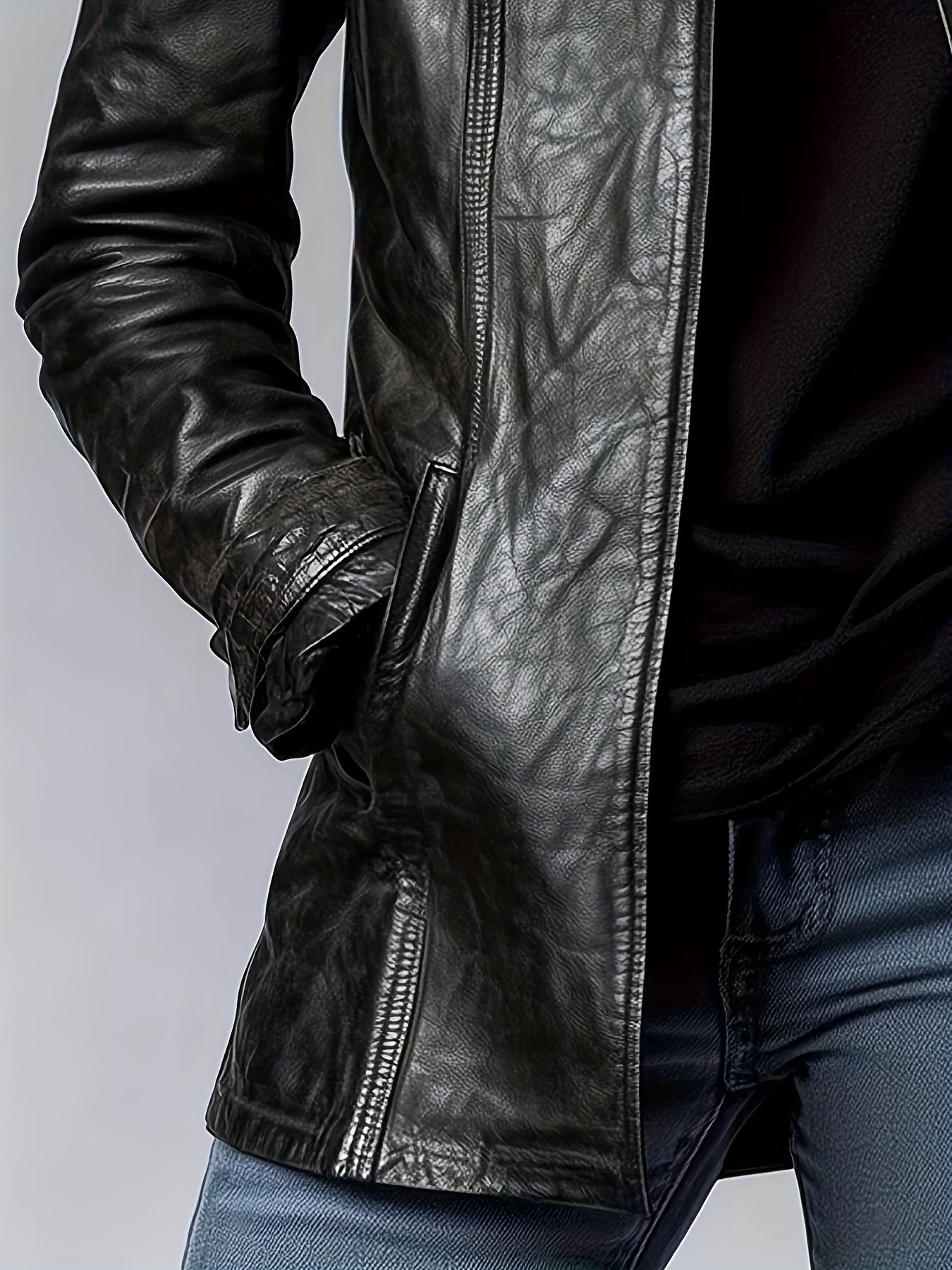 Women’s Retro Genuine Leather Motorcycle Jacket – All-Season Slim-Fit Mid-Length Zip Front Coat with Stand Collar & Functional Pockets | Vintage Outerwear