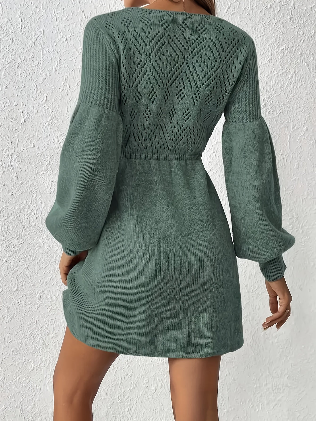 Women’s Casual Long Sleeve Sweater Dress – Loose Fit, Mid-Length, Solid Color, Crew Neck | All-Season Comfortable Dress
