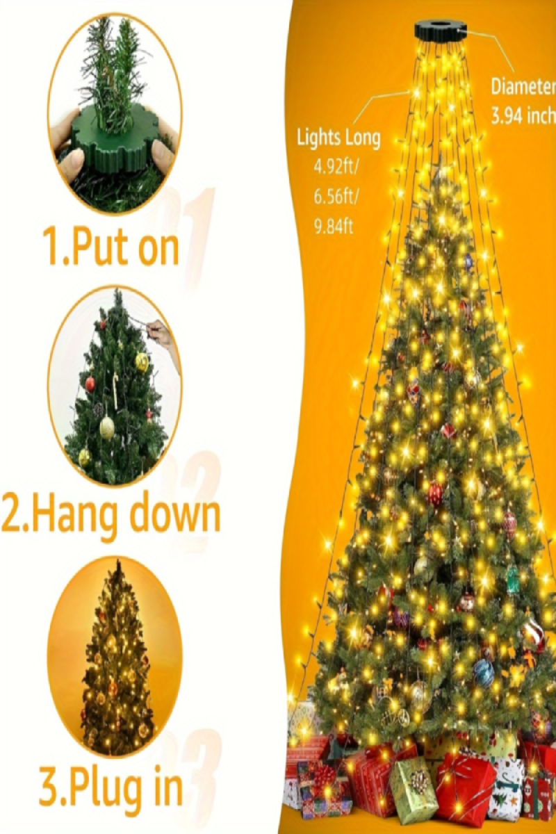 LED Christmas Light – 1PC Set, 8 Lighting Modes, USB Powered, 8-Level Brightness, IP65 Waterproof | Indoor & Outdoor Holiday Decoration