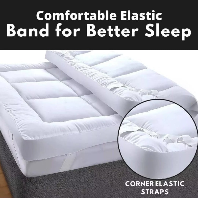 Hotel Quality 4-Inch Thick Plush Mattress Topper – Soft Quilted Bed Pad with Elastic Straps, White – Single, Double, King (5ft), Super King (6ft)