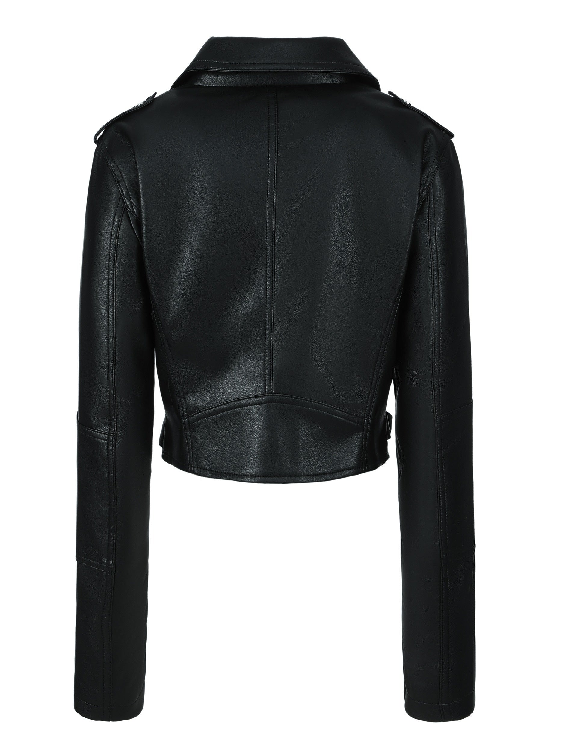 Women’s Genuine Leather Warm Short Jacket – Stylish Black Zip-Up Coat with Fleece Lining, Fall & Winter Casual Wear
