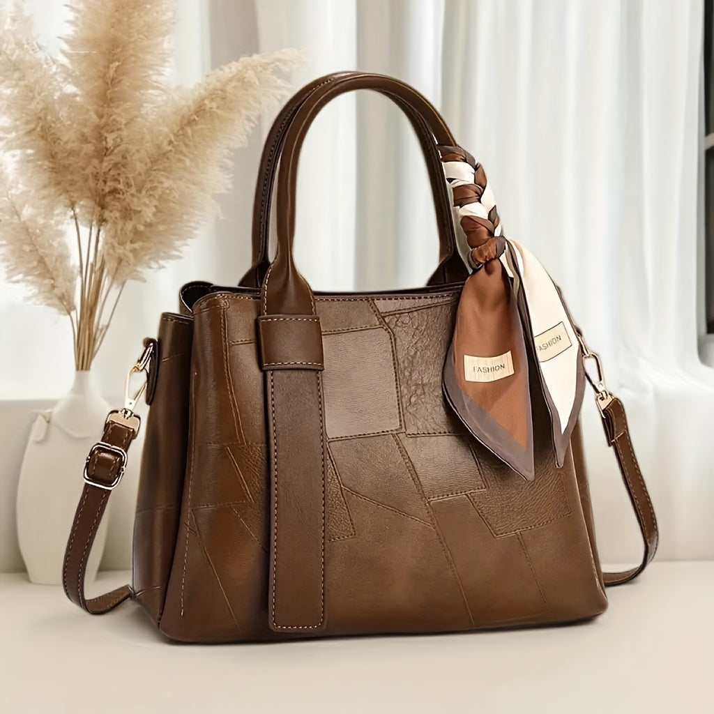 Women’s Genuine Full-Grain Leather Crossbody Bag – Multi-Compartment Handbag with Wrist Strap