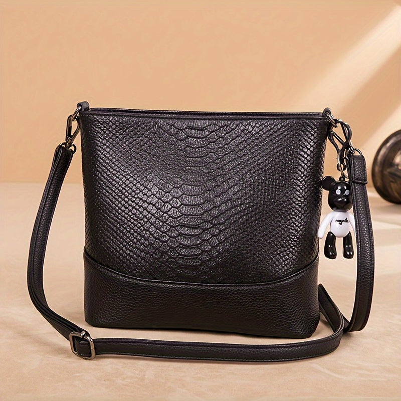 Women’s Genuine Leather Crossbody Bag – Large Capacity Shoulder Purse with Detachable Strap