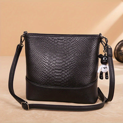 Women’s Genuine Leather Crossbody Bag – Large Capacity Shoulder Purse with Detachable Strap