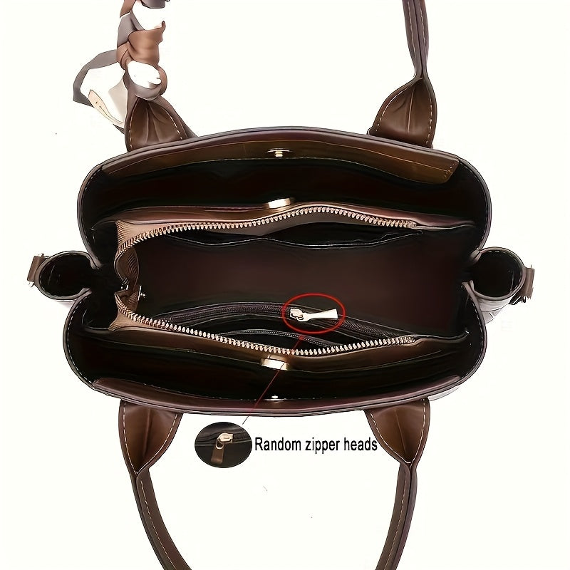 Women’s Genuine Full-Grain Leather Crossbody Bag – Multi-Compartment Handbag with Wrist Strap