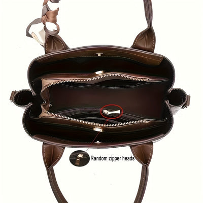 Women’s Genuine Full-Grain Leather Crossbody Bag – Multi-Compartment Handbag with Wrist Strap