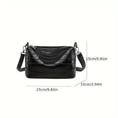 Women’s Large Capacity Genuine Leather Crossbody Bag – Detachable Strap & Golden-Tone Hardware, Structured Round Toe Design