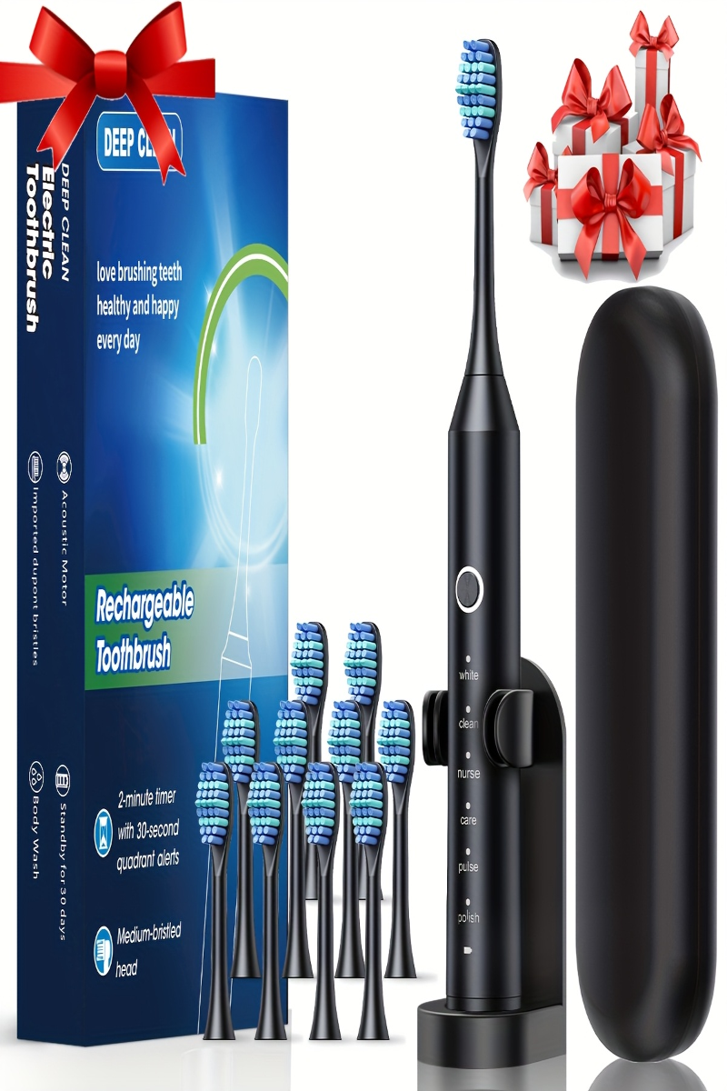 Smart Electric Toothbrush for Adults – 6 Cleaning Modes, USB Rechargeable, Soft Bristles, Automatic Operation | Deep Clean, Whitening, Gum Care