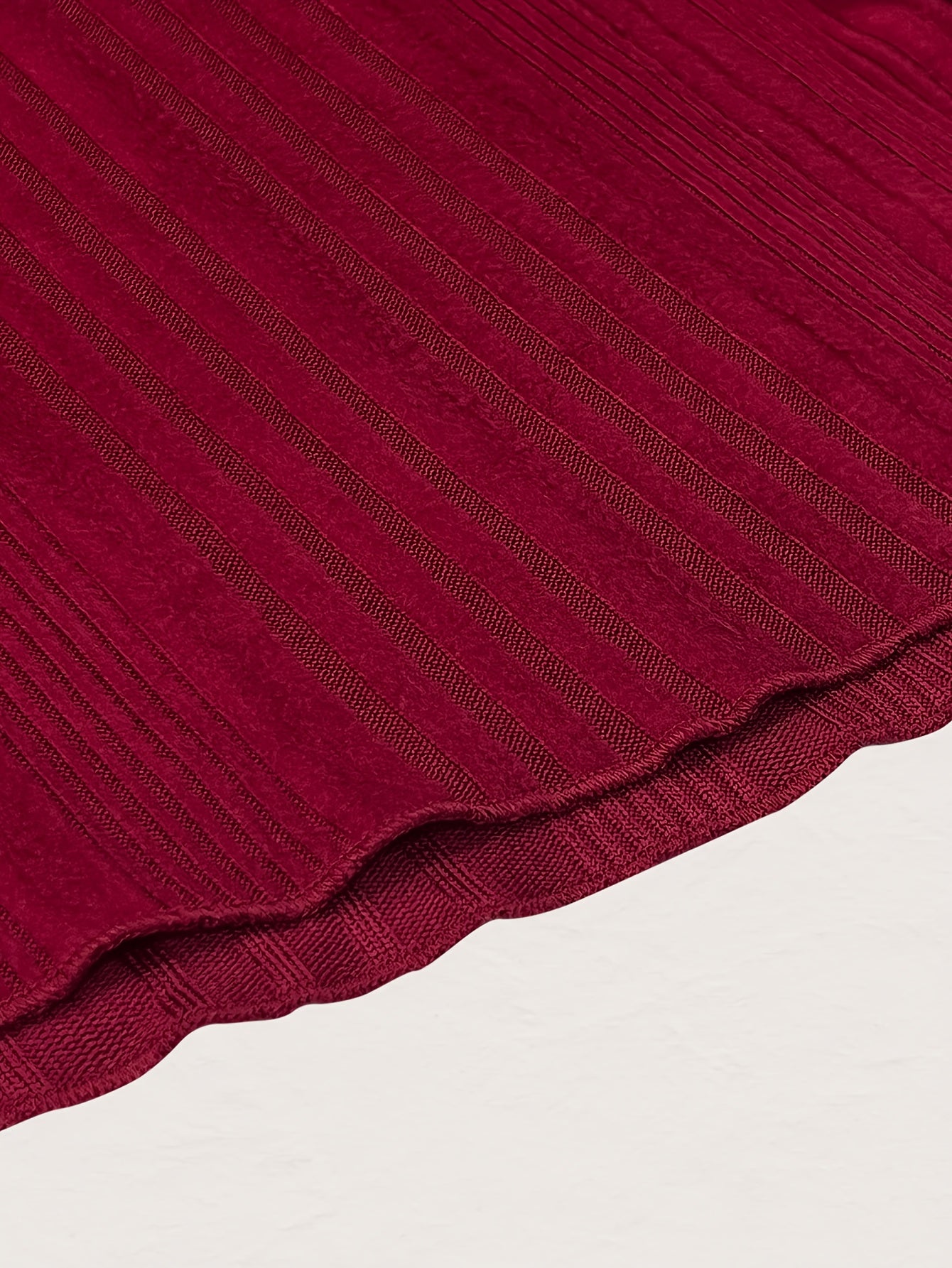 Women’s Elegant High-Neck Long Sleeve A-Line Maxi Dress with Belt – Solid Burgundy All-Season Floor-Length Dress | Formal, Work & Casual Wear