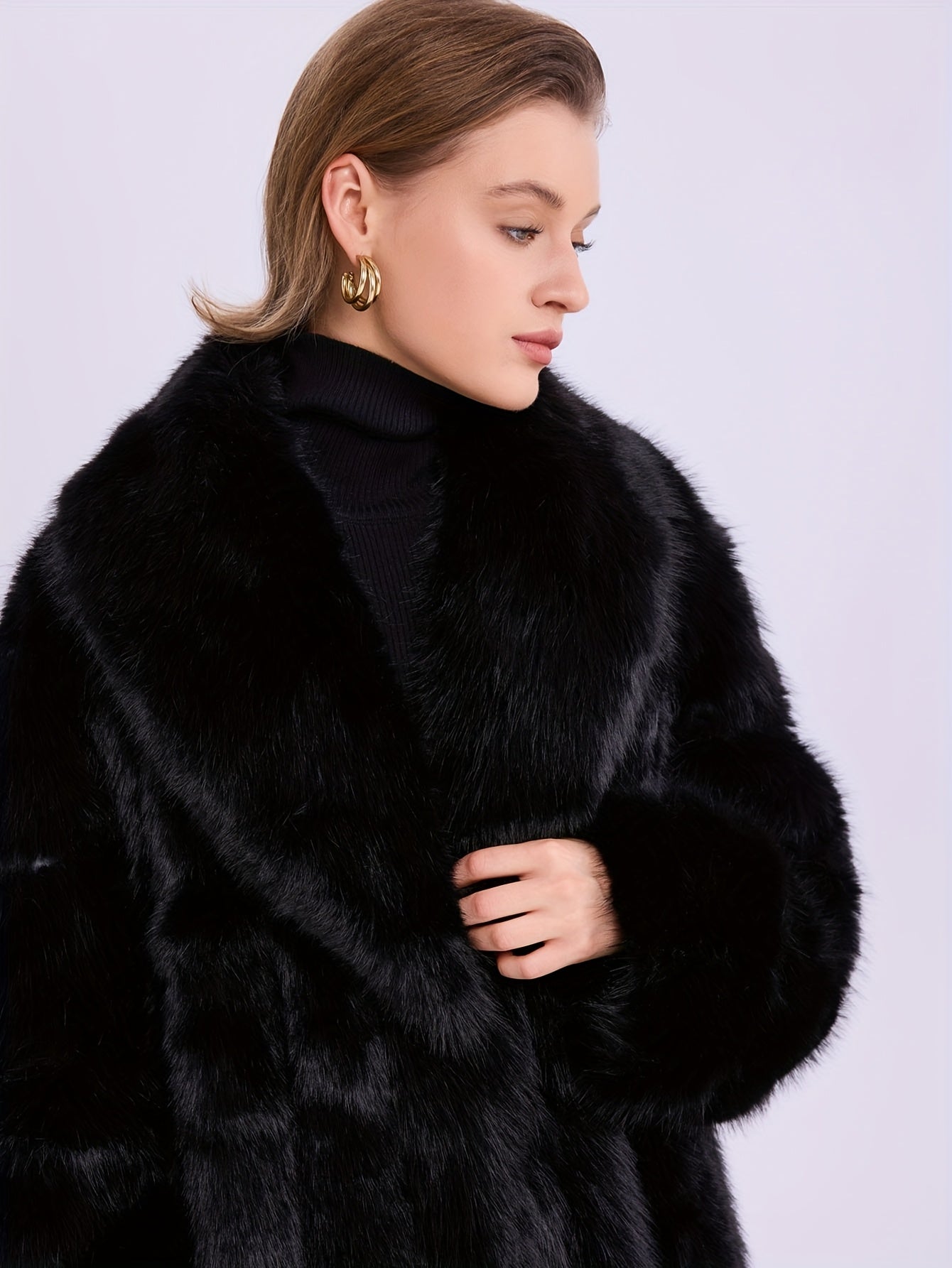 Plus Size Women’s Extra Long Pink Coat – Oversized Winter Jacket with Fluffy Plush Faux Fur Texture, Elegant Formal & Everyday Outerwear for Cold Weather