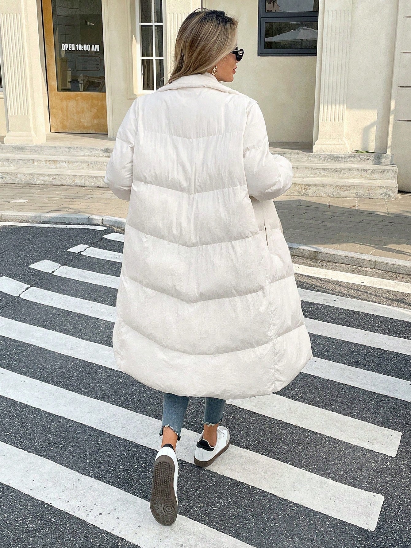 Women’s Long Thickened Warm Padded Winter Jacket – Solid Color, Long Sleeve, Casual Cold-Weather Coat