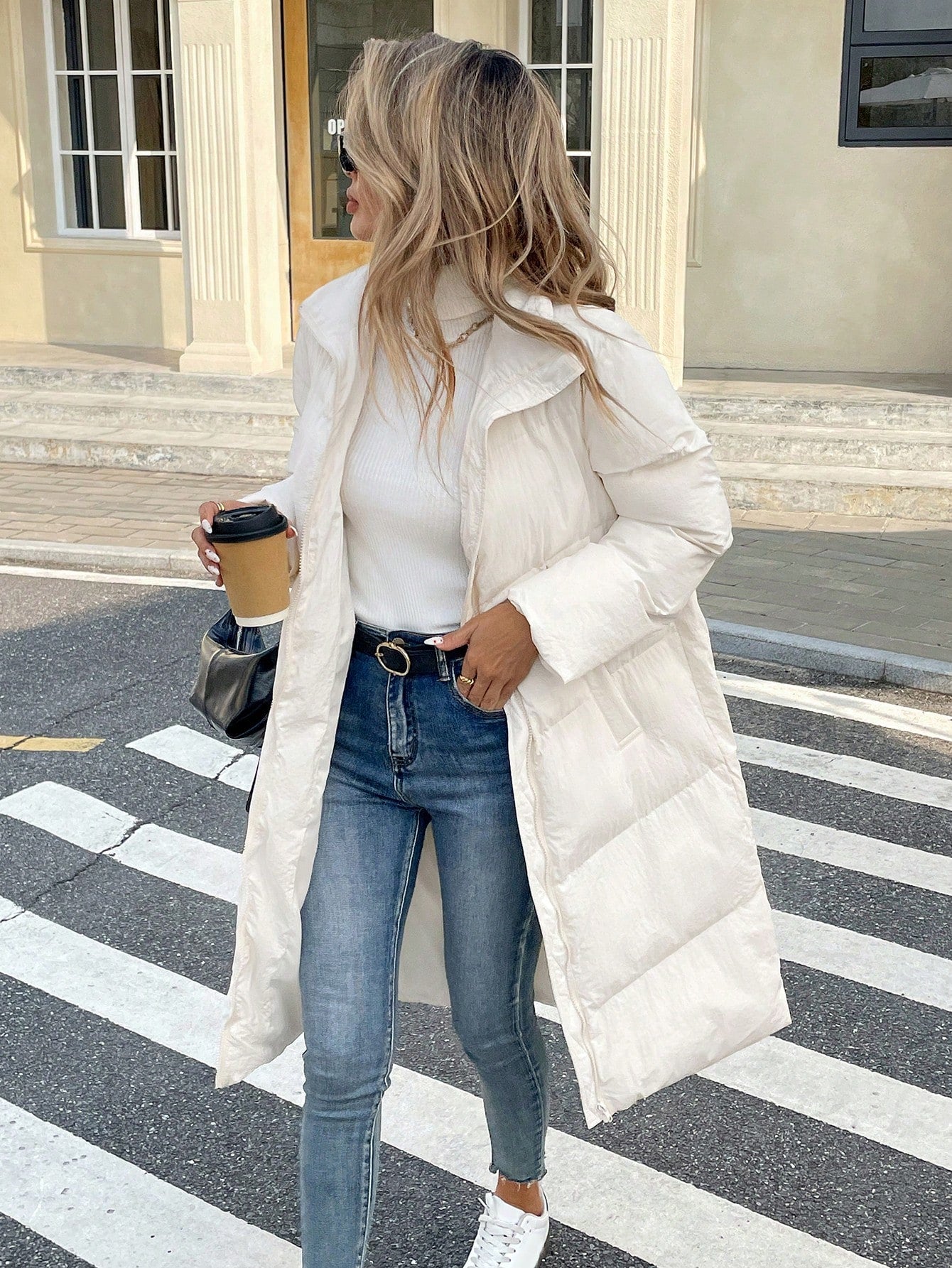 Women’s Long Thickened Warm Padded Winter Jacket – Solid Color, Long Sleeve, Casual Cold-Weather Coat