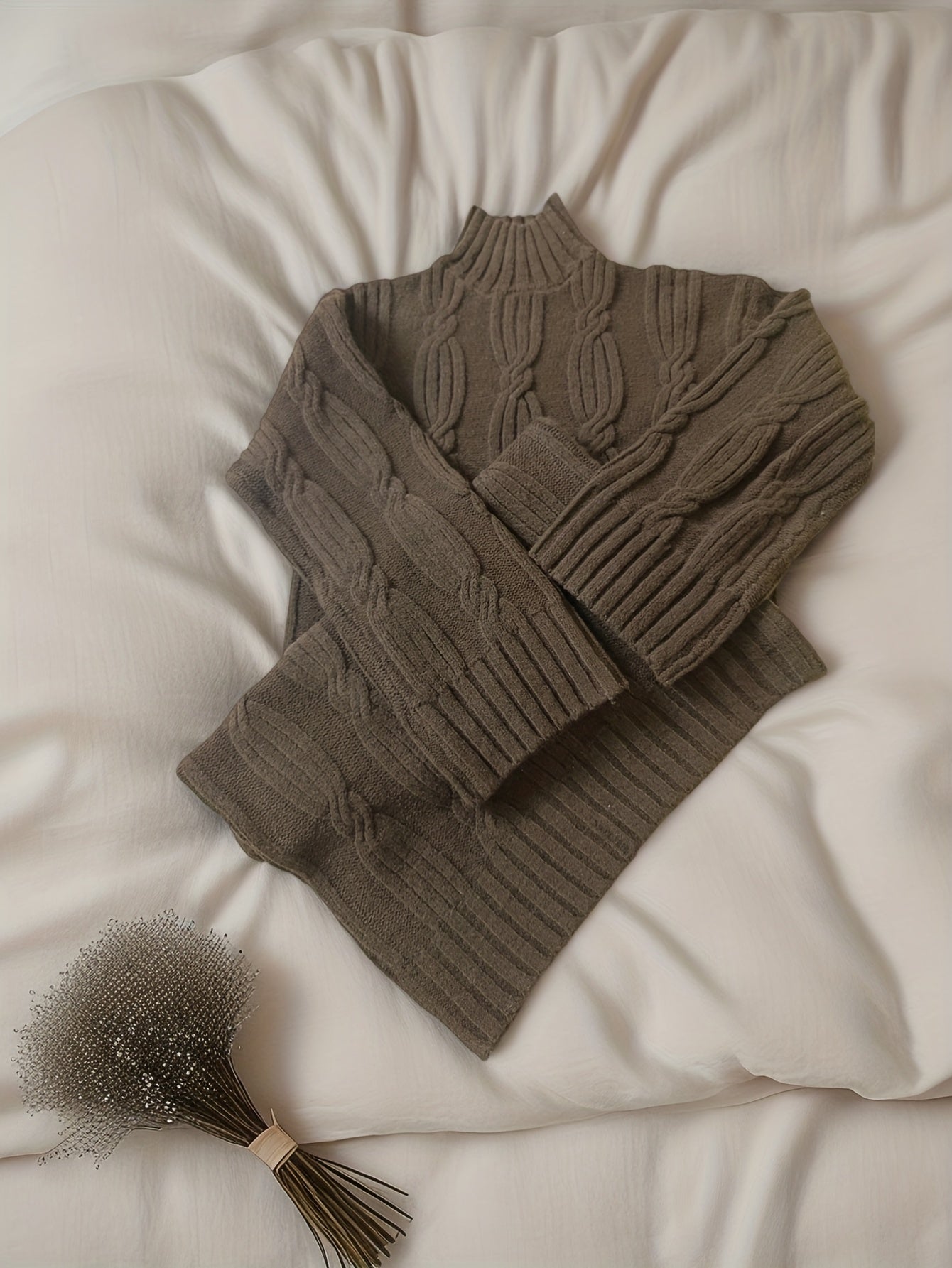 Women’s Elegant Vintage Maxi Dress – High Neck Twisted Rope Neckline, Loose A-Line H-Line, Long Sleeve | Fall/Winter Formal & Special Occasion Dress