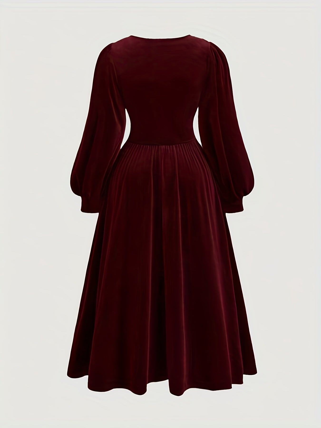 Women’s Elegant Olive Green V-Neck A-Line Maxi Dress – Ruched Waist & Puffed Sleeves | Formal Evening Gown for Parties & Weddings