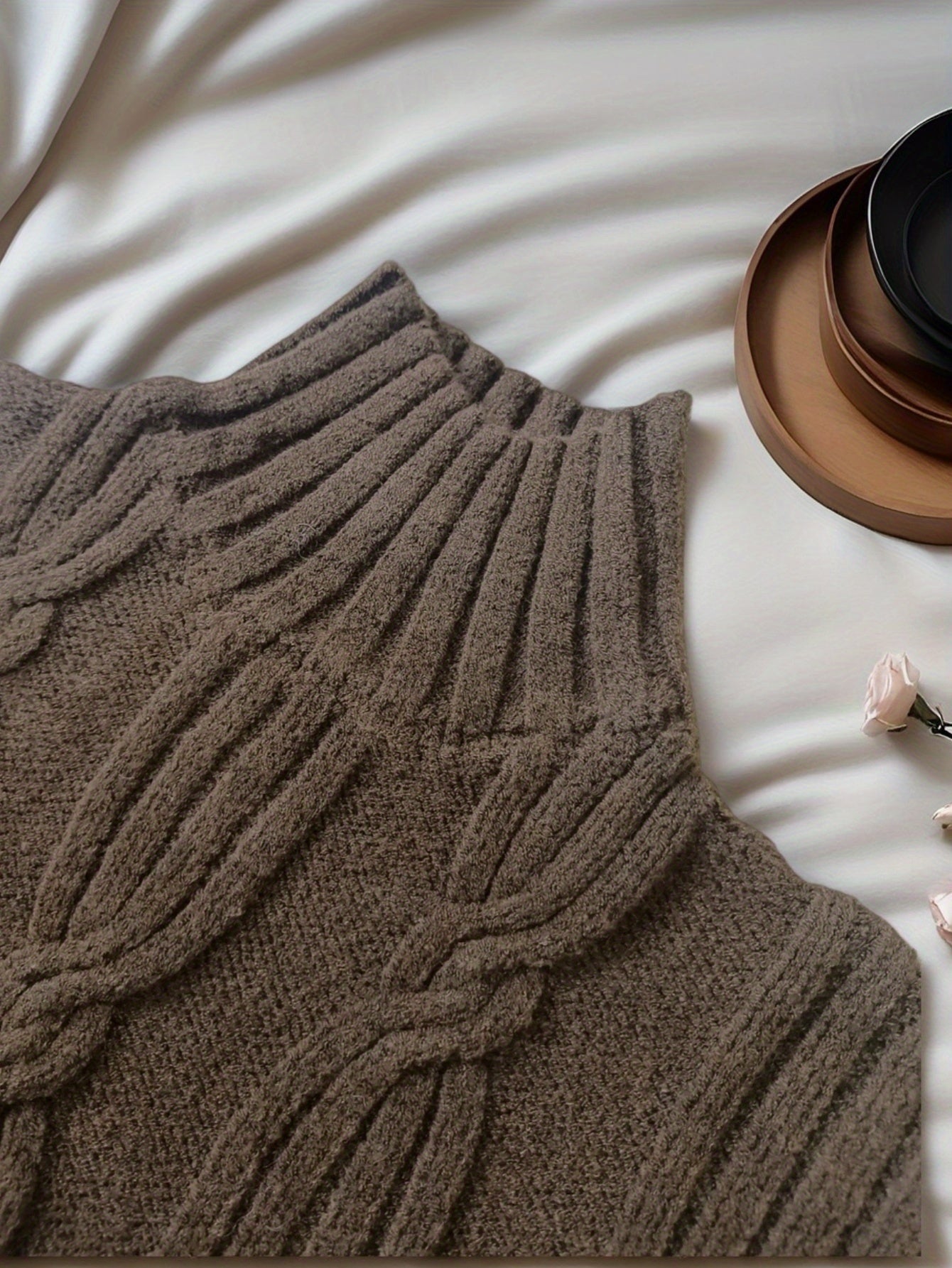 Women’s Elegant Vintage Maxi Dress – High Neck Twisted Rope Neckline, Loose A-Line H-Line, Long Sleeve | Fall/Winter Formal & Special Occasion Dress