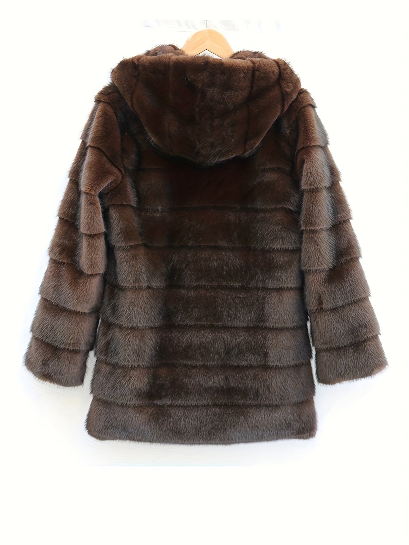 Women’s Elegant Faux Fur Coat – Mid-Length Winter Jacket with Front Closure, Flared Hem & Long Sleeves, Non-Stretch Fabric for Formal & Everyday Outfits