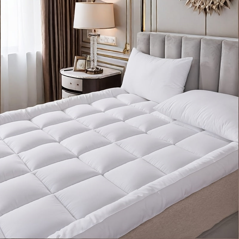 Hotel Quality 4-Inch Thick Plush Mattress Topper – Soft Quilted Bed Pad with Elastic Straps, White – Single, Double, King (5ft), Super King (6ft)