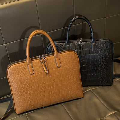 Women’s Genuine Leather Laptop Tote Bag – 15.6" (39.62 cm) Compartment with Multi-Pockets & Zipper Closure