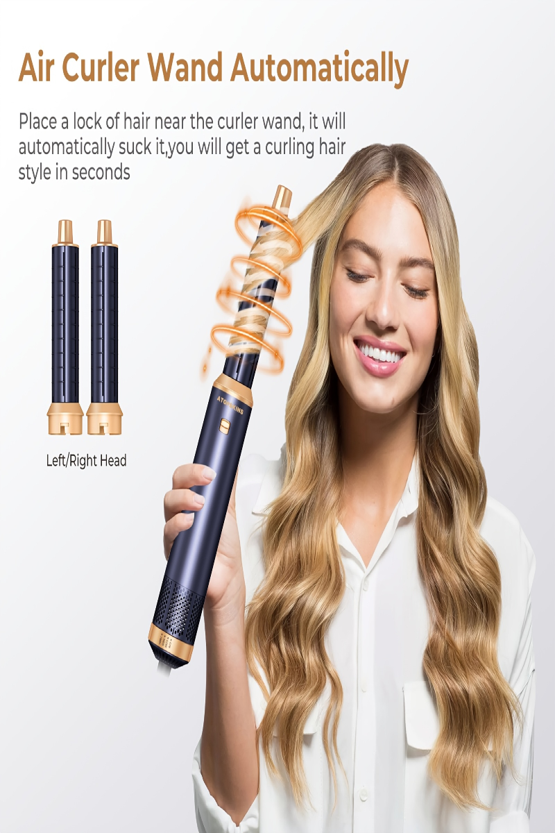 5-in-1 Hair Styler Hot Air Brush – Thermal Brush, Hair Curler & Straightener for Wet & Dry Use | Automatic Power-Off, Hot Styling Brush
