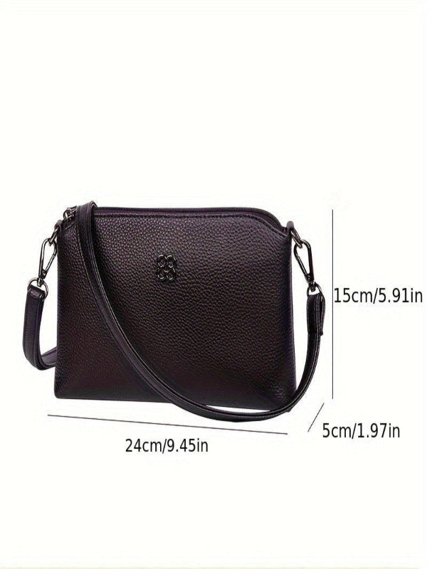 Women’s Genuine Leather Crossbody Bag – Trendy Shoulder Purse with Removable Strap & Zipper Closure