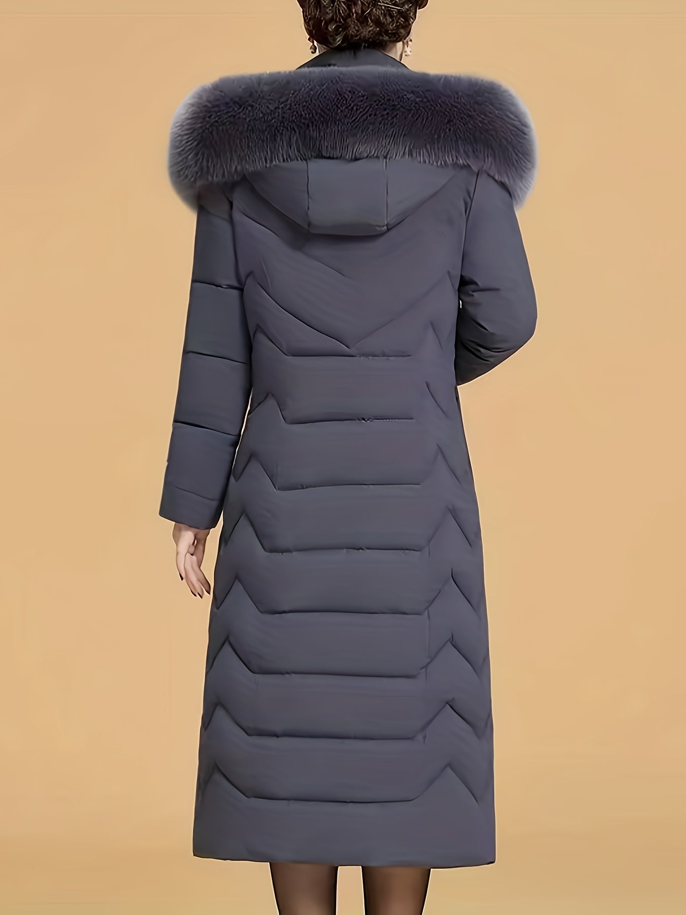 Women’s Slim-Fit Over-the-Knee Winter Jacket – Thick Collar, Long Sleeve, Full-Zip Closure | Elegant H-Line Silhouette | Smooth Solid Design