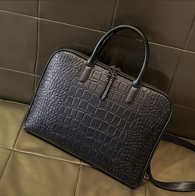 Women’s Genuine Leather Laptop Tote Bag – 15.6" (39.62 cm) Compartment with Multi-Pockets & Zipper Closure