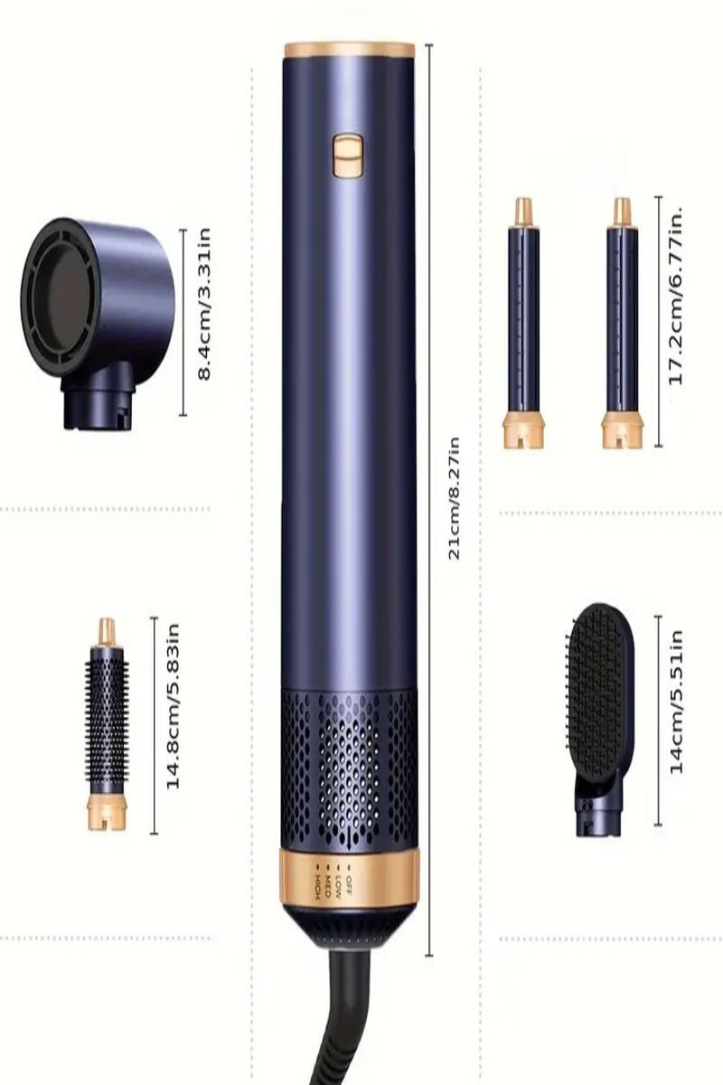 5-in-1 Hair Styler Hot Air Brush – Thermal Brush, Hair Curler & Straightener for Wet & Dry Use | Automatic Power-Off, Hot Styling Brush
