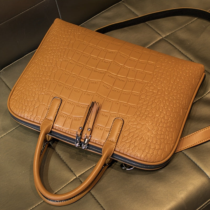 Women’s Genuine Leather Laptop Tote Bag – 15.6" (39.62 cm) Compartment with Multi-Pockets & Zipper Closure