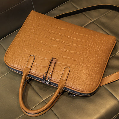 Women’s Genuine Leather Laptop Tote Bag – 15.6" (39.62 cm) Compartment with Multi-Pockets & Zipper Closure