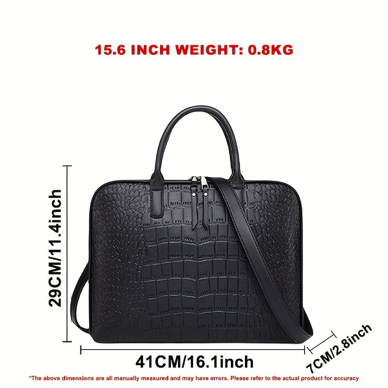 Women’s Genuine Leather Laptop Tote Bag – 15.6" (39.62 cm) Compartment with Multi-Pockets & Zipper Closure