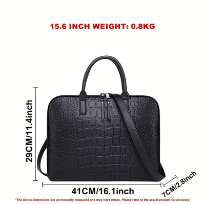 Women’s Genuine Leather Laptop Tote Bag – 15.6" (39.62 cm) Compartment with Multi-Pockets & Zipper Closure