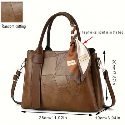 Women’s Genuine Full-Grain Leather Crossbody Bag – Multi-Compartment Handbag with Wrist Strap