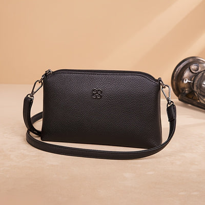 Women’s Genuine Leather Crossbody Bag – Trendy Shoulder Purse with Removable Strap & Zipper Closure