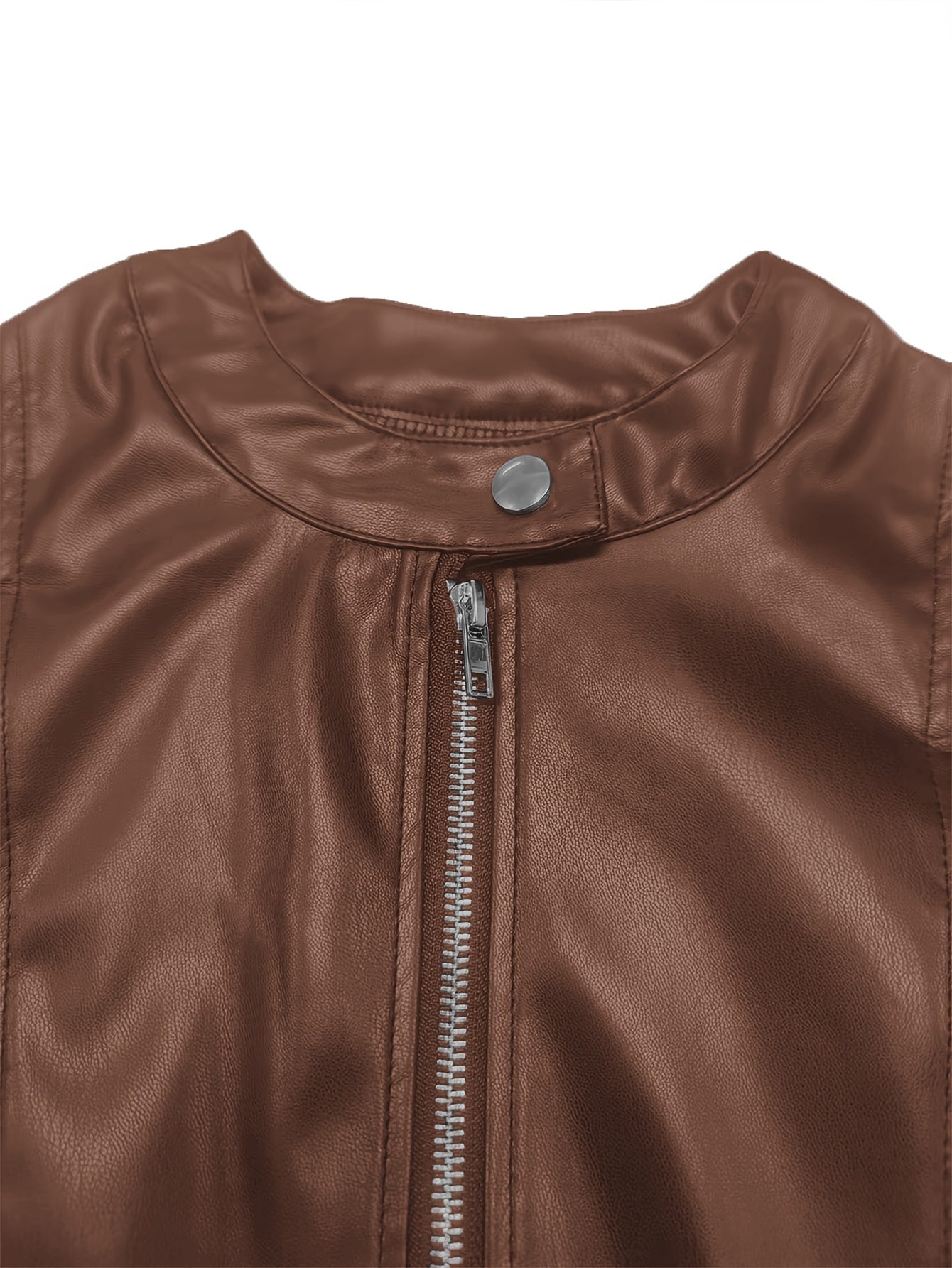 Women’s Elegant Genuine Leather Zip-Up Jacket – Long Sleeve Black Coat | Stylish Fall & Winter Outerwear, Chic Casual Jacket